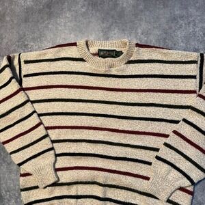 Vintage American Eagle Striped Cotton Knit Sweater Mens Large USA Made